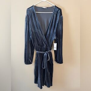 NWT Dex Velvet Wrap Dress in Dark Blue